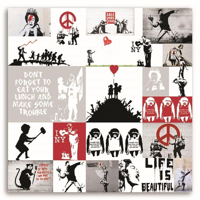 Leinwandbild Collage von Banksy