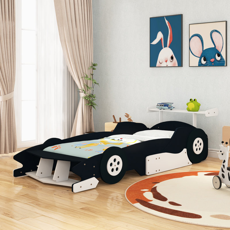 Lit plateforme simple avec roulettes, Lit simple, Noir