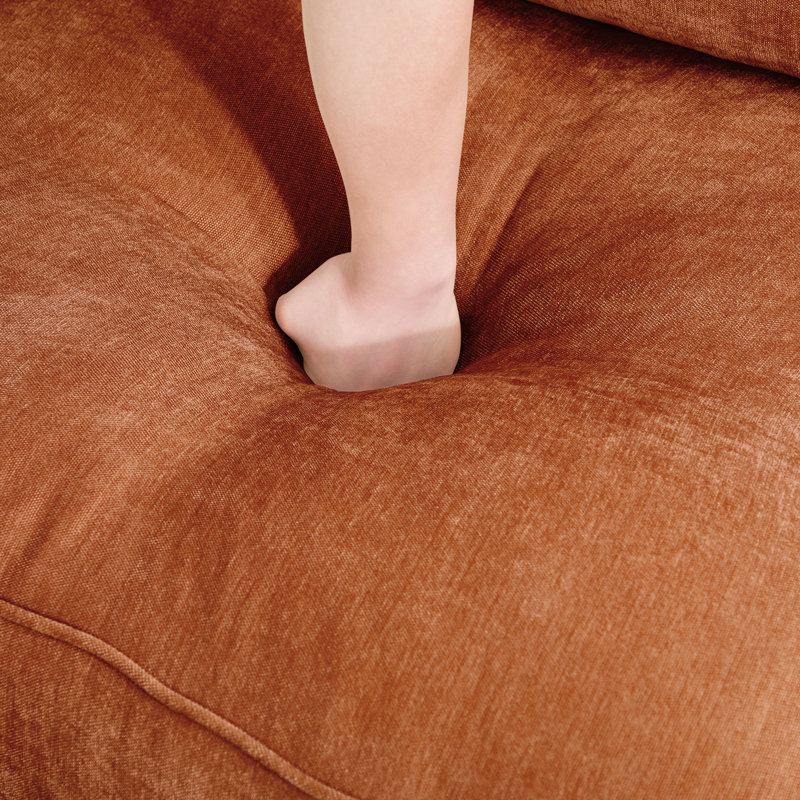 Chenille orange à 3 places avec repose-pieds, fonction de rangement modulaire, accoudoir en forme de croissant et matériau de peau douce, canapé modulaire à choix de couleurs multiples, tiroir sous chaque siège, ligne épurée
