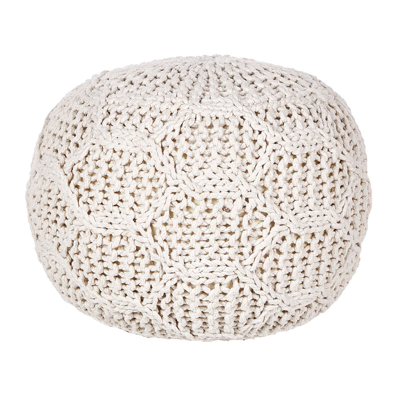 Charie 50cm Wide Round Solid Colour Pouffe Ottoman, Beige