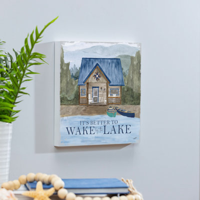 Art mural en bois Lake Living Wake at the Lake 12 x 12 po