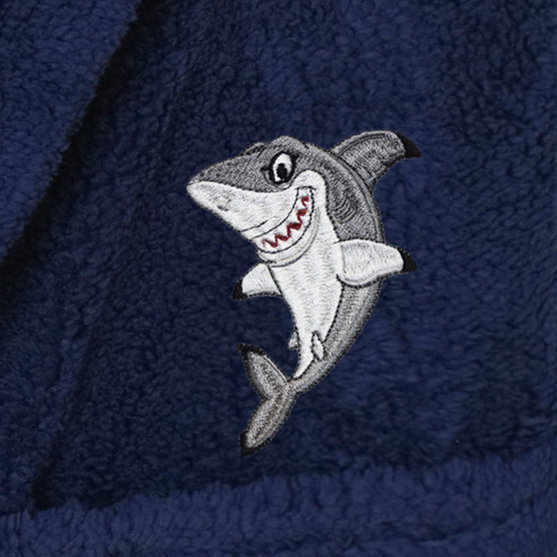  Peignoir en molleton mi-mollet avec poches et capuche, S, Bleu marine