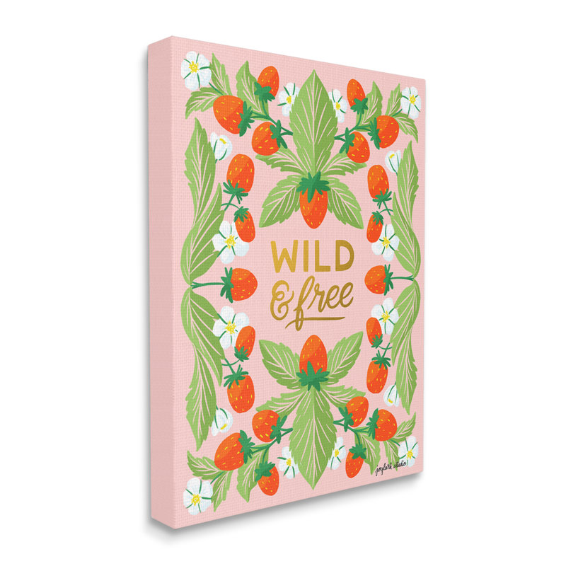 Wild and Free Strawberries par Joylark Studio, H 20 po x l 16 po x P 1,5 po