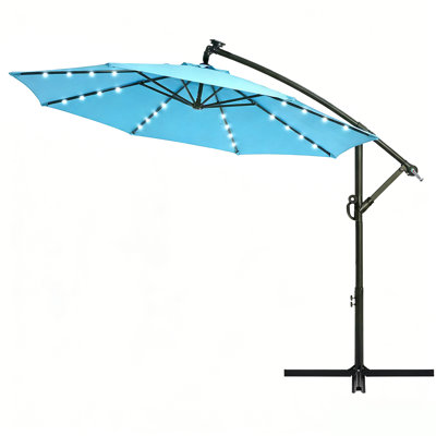 10 ft. Solar LED Patio Offset Umbrella Outdoor Cantilever Umbrella