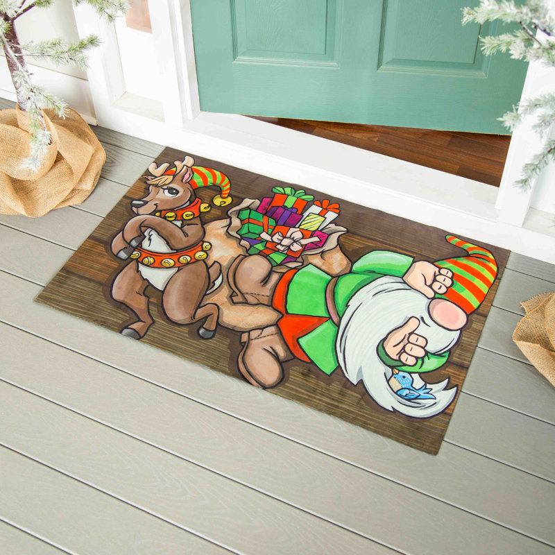Tapis d'extérieur antidérapant Dinese Reindeer and Elf