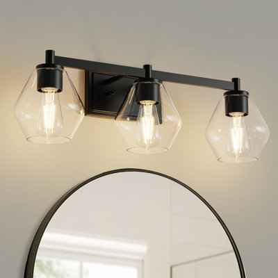 Vanity  Light Hardware 3 Heads Black Die-Cast Square Wall Box