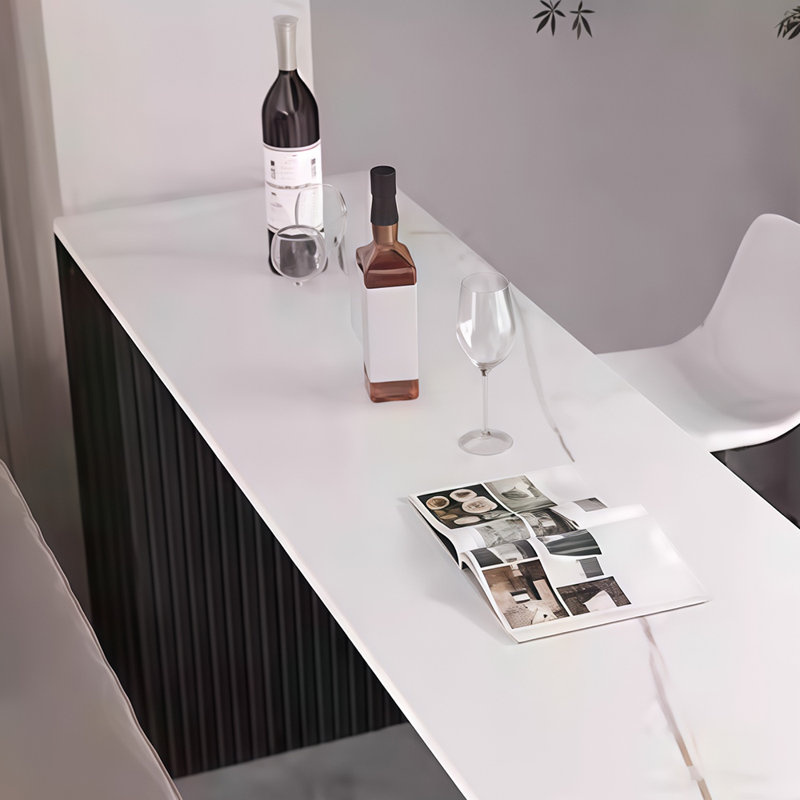 Table de bar Light Luxury, H 35,4 po x L 78,7 po x l 15,7 po, Blanc/Noir, Blanc / Doré