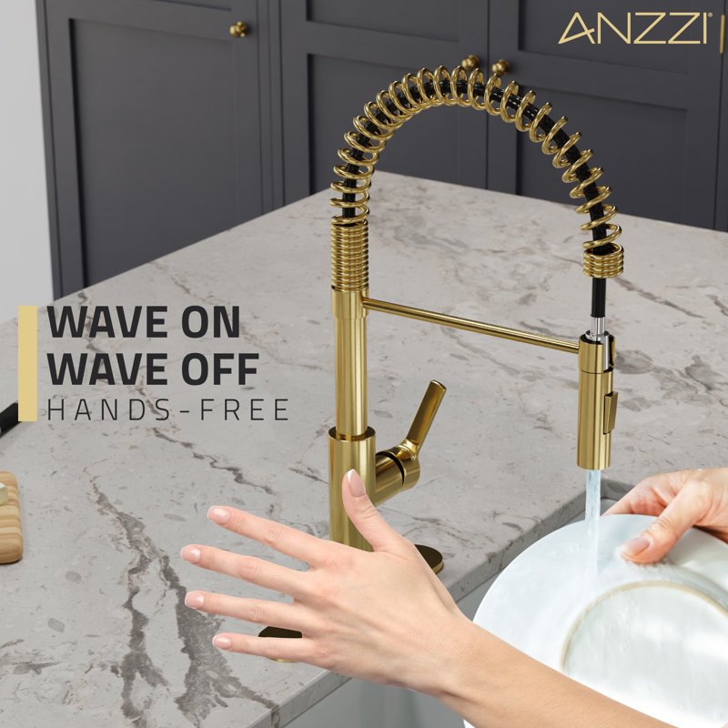 ANZZI Pull Down Touchless Kitchen Faucet, Brushed Gold
