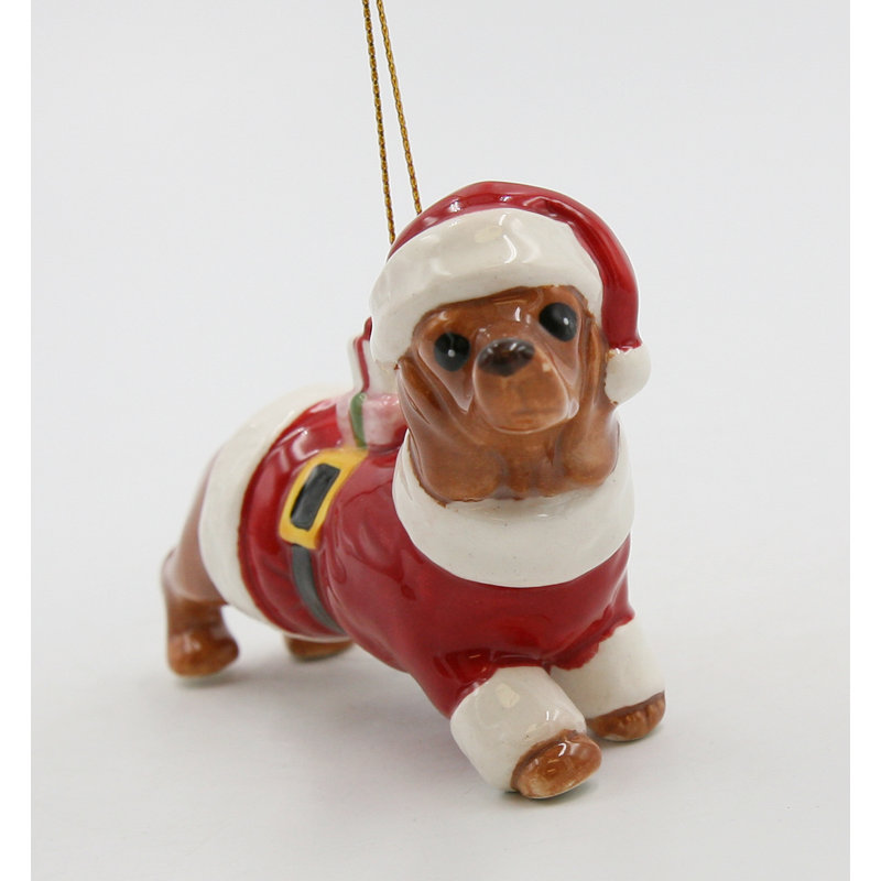 Ornement de Noël Teckel Père Noël