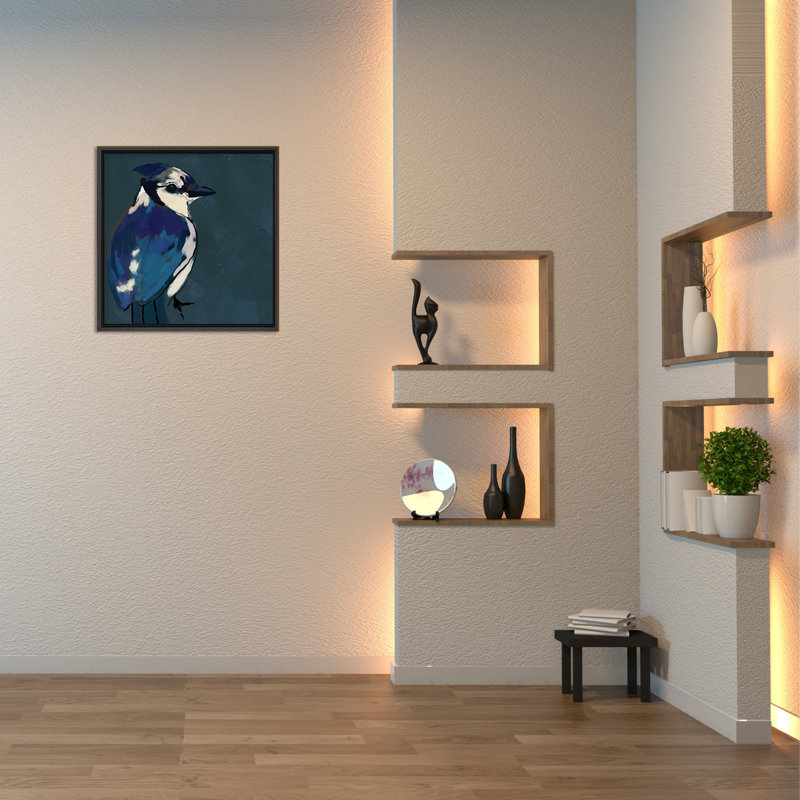Nature Inspired Azure Aviary, 24" H x 24" W, Black, Floated Framed Canvas