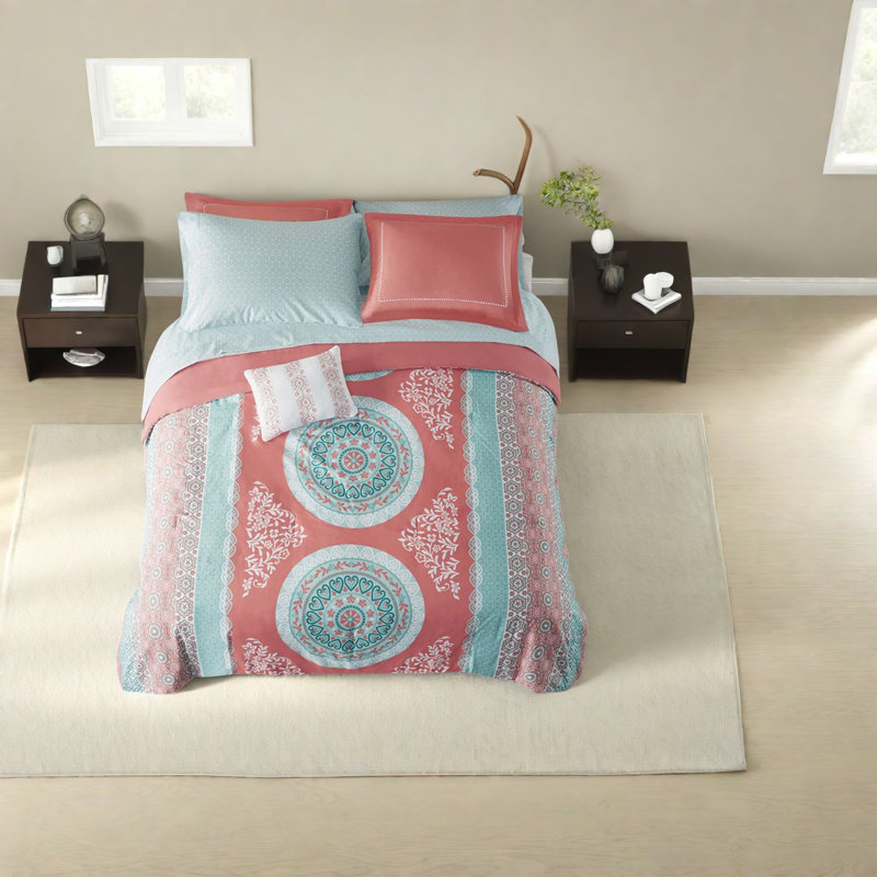 Boho Coral Polyester Bedding Sets, Modern Comfort For Home