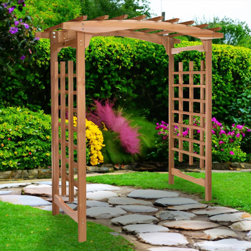 Pagoda 71" W x 36" D  Solid Cedar Wood Arbor in Natural