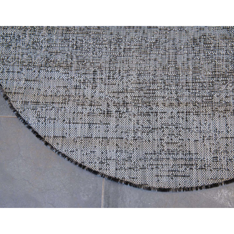 Outdoor Iris Area Rug Lead Gray Color, Round 4'