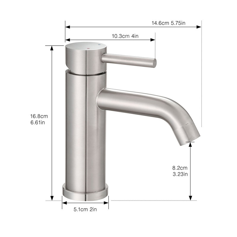 Robinets de lavabo de salle de bain à poignée simple et robinets de lavabo à poignée simple, Brushed Nickel