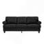 Canapé de salon classique moderne de 211 cm (83 po), revêtement en similicuir de vache avec détails cloutés, noir