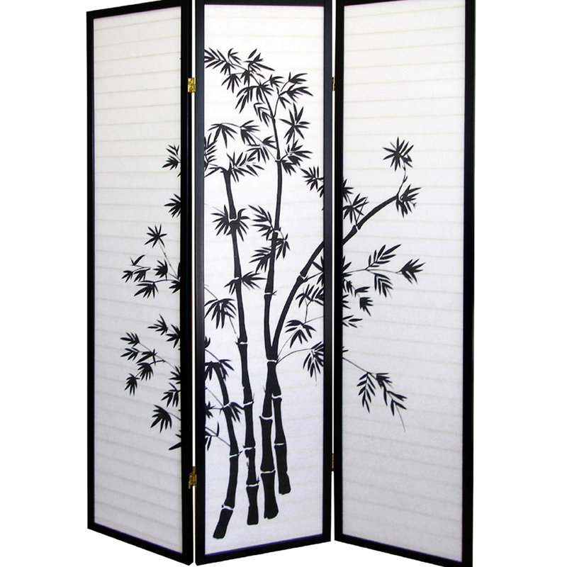 Paravent 3 pièces de 178 cm de haut avec silhouette et ton noir - Délimite les espaces, ajoute une touche d'originalité, se plie facilement lorsqu'il n'est pas utilisé - Design ombragé, crée des zones séparées, esthétique et pratique pour le rangement