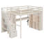 Structure de lit double pleine grandeur avec garde-robe intégrée, bureau d'étude, tablettes et lumières de rangement, conception peu encombrante-188189023