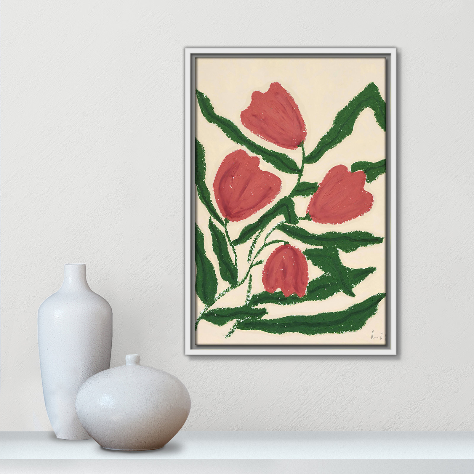 Red Tulips  Print by Camilla Bergqvist, 19.5" H x 13.5" W, White