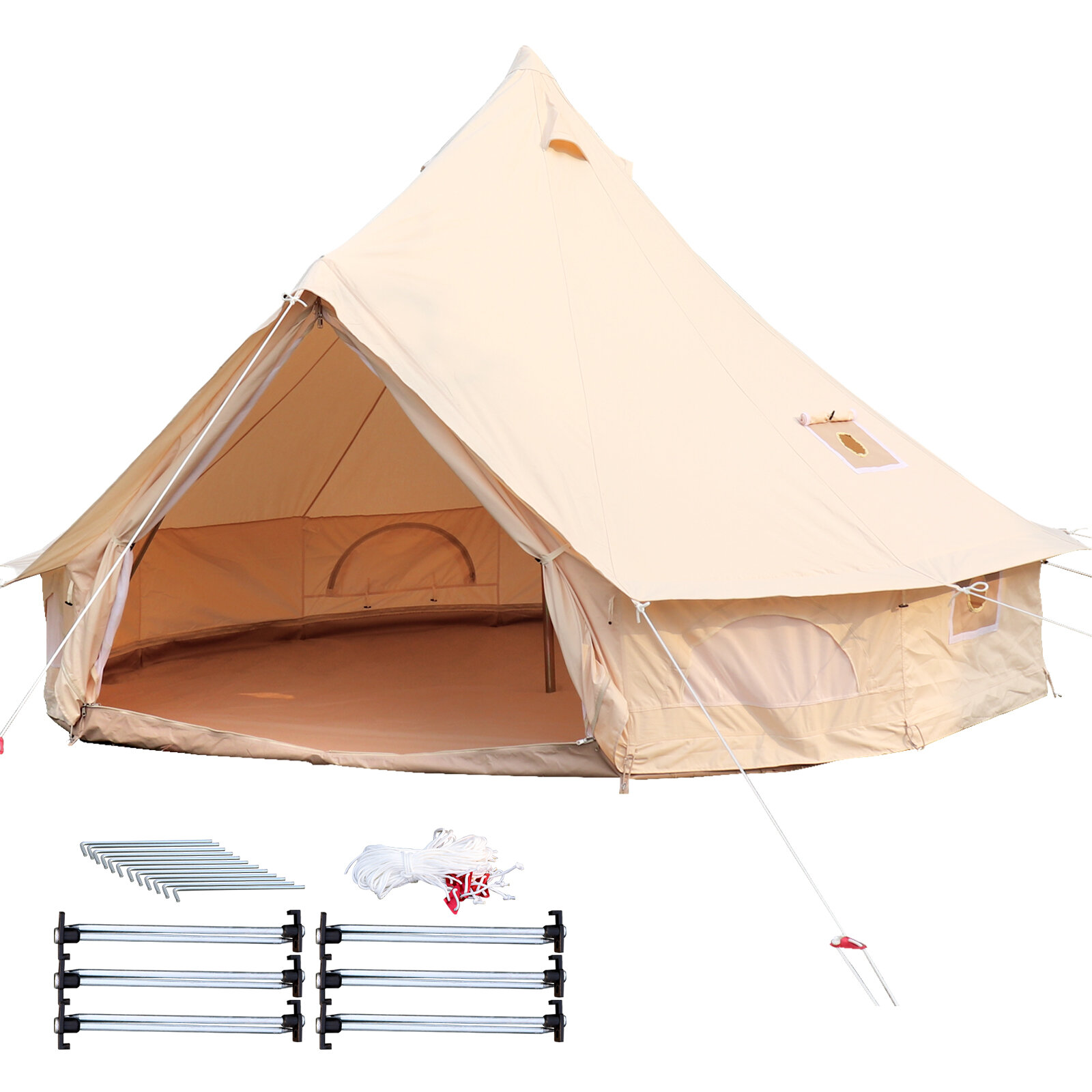 VEVOR 8-Person 100% Cotton Canvas Bell Tent 13 ft in Dia. Waterproof Canvas  Camping Tent & Reviews