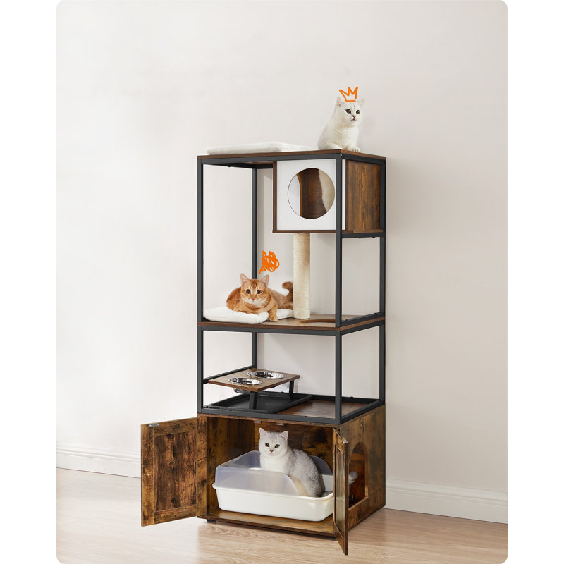 146cm H Cat Tree, Rustic Brown