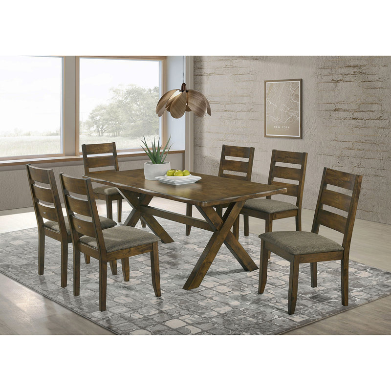 Ensemble de salle à manger 7 pièces gris et noueux Gawain, 7 pièces : table, 6 chaises