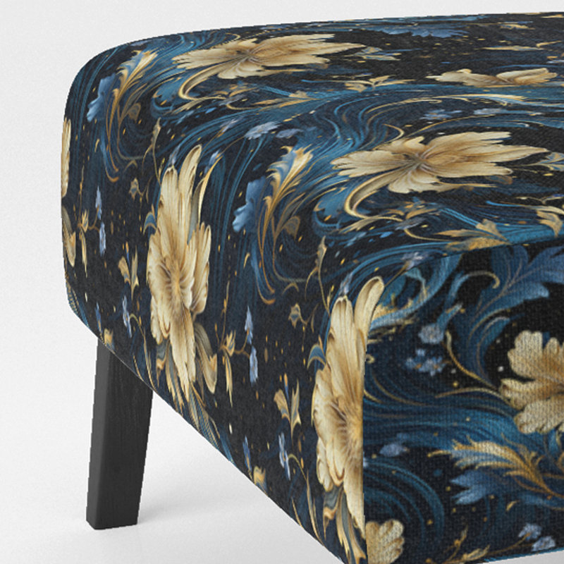 Fauteuil de chambre en tissu bleu et jaune