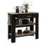 Kitchen Island 37" H, Two Open Storage Shelves, One Drawer, Four Legs,Towel Hanger, Black / Light Oak