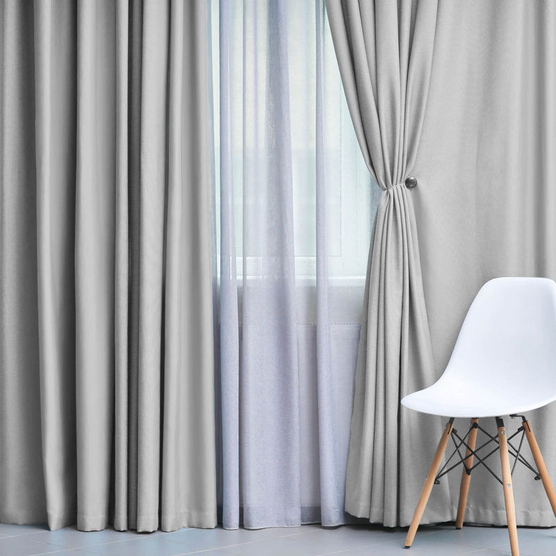 Bertrand Solid Modern Room Darkening Curtain Panel, Marshmellow, Grommet 52" W x 63" L