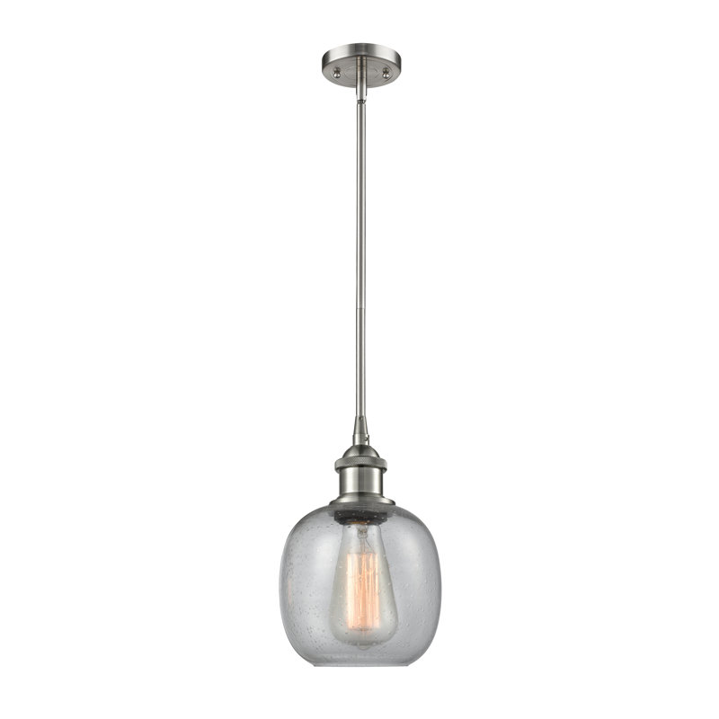 Carlucci 1 - Light Single Pendant, Brushed Satin Nickel, Clear Crackle