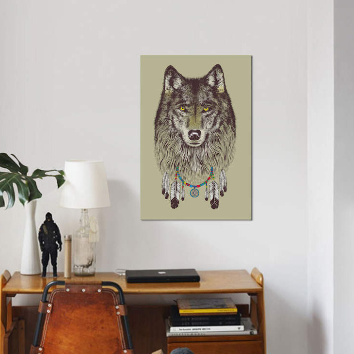 « loup rêves », impression sur toile, H 40 po x l 26 po x P 1,5 po, Toile tendue, Pas de tapis