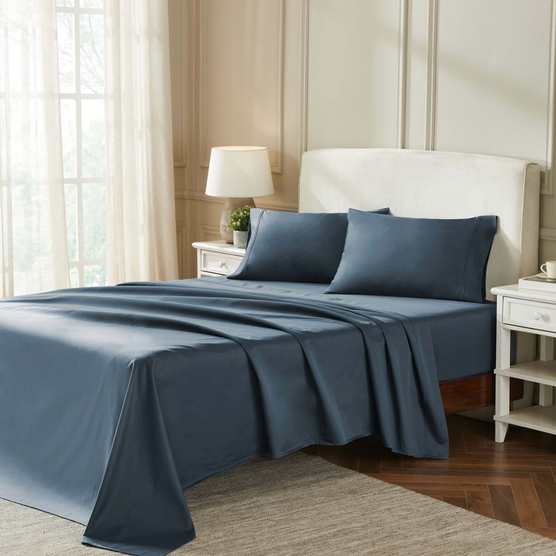 Certified Egyptian Cotton 850 Thread Count Solid Deep Pocket Bed Sheet Set, Twin XL Sheet Set + 2 Additional Pieces, Blue