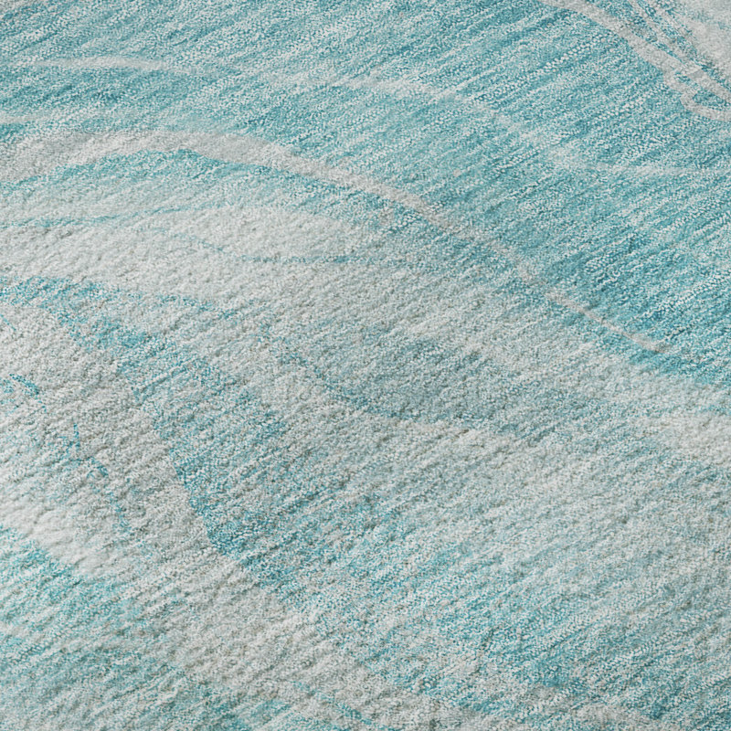 Premium Machine Washable Prisco Teal Rug, Rectangle 3' x 5'