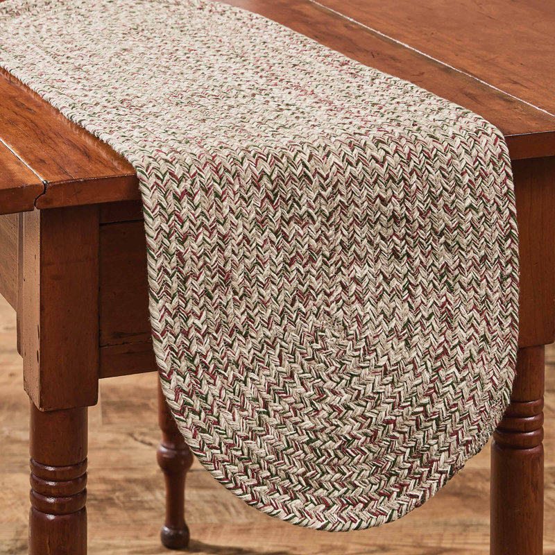 Spice Bin Braided Mint Table Runner, Beige, 36" L x 15" W