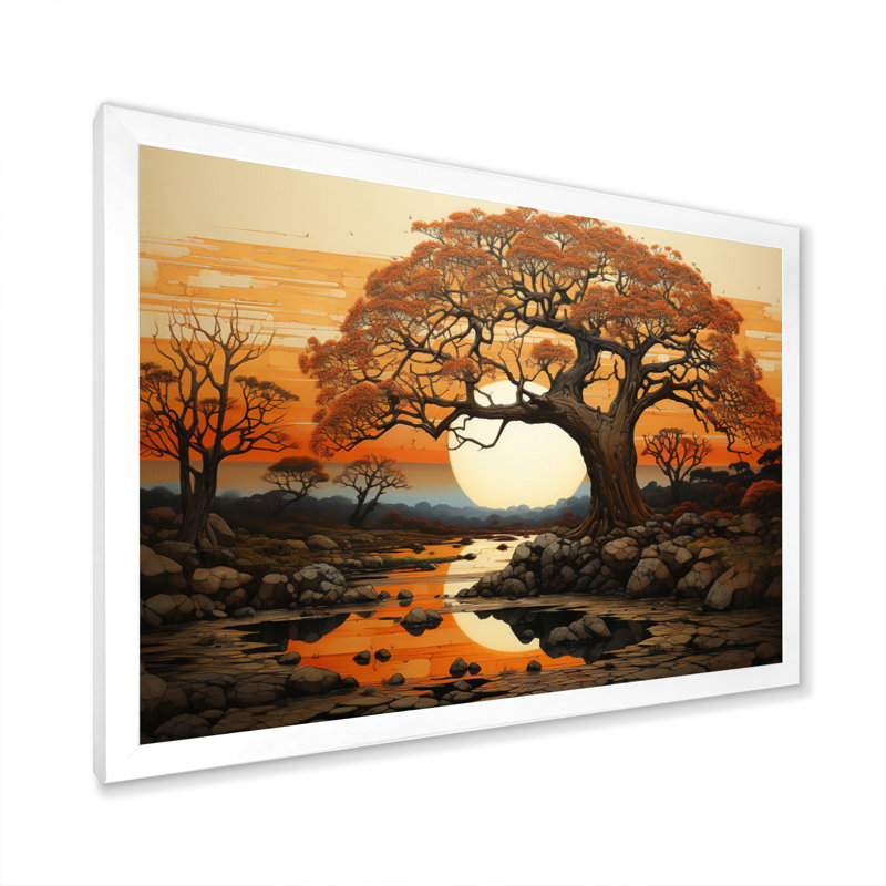 Sérénade au baobab au coucher du soleil - Tableau sur toile représentant un baobab, H 12 po x l 20 po x P 1 po