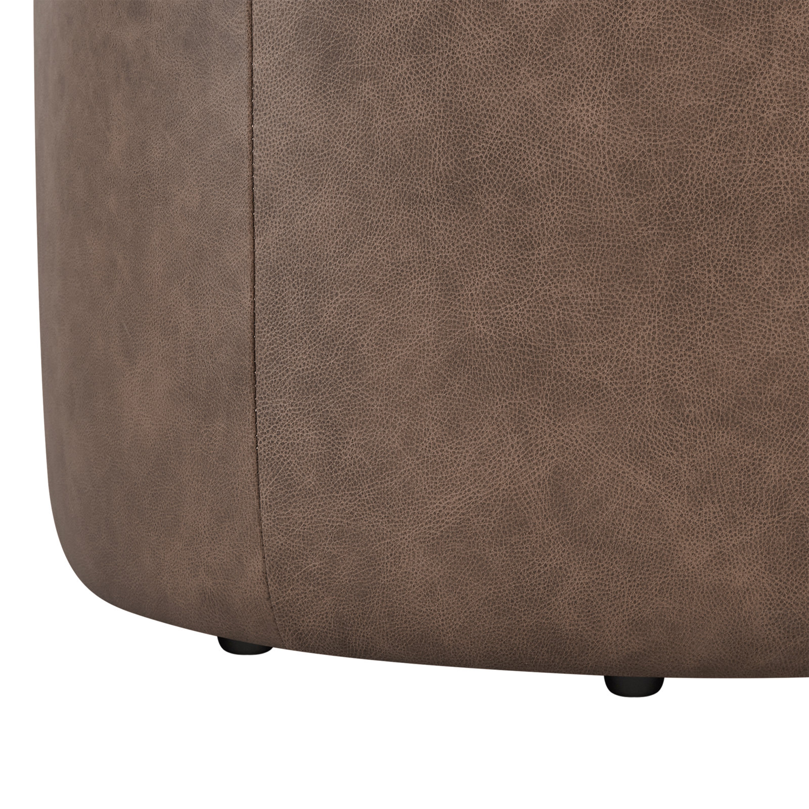 Danva 24" Genuine Leather Ottoman, Walnut Genuine Leather
