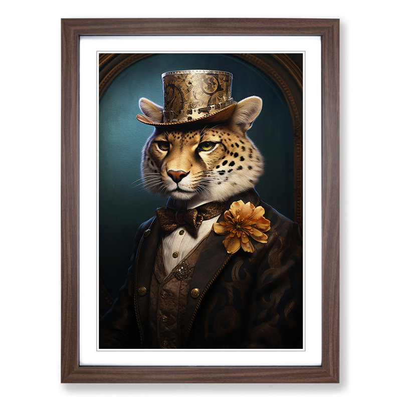 Cheetah Victorian No.2 Framed Print, 34cm H x 25cm W x 2cm D, Walnut Framed