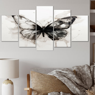 Butterfly Portrait Black Watercolor I - Animals Butterfly Canvas Wall Art - 5 Panels -  Rosalind Wheeler, C073ACC0F7404CCEB065B1F3AB2E5D0B