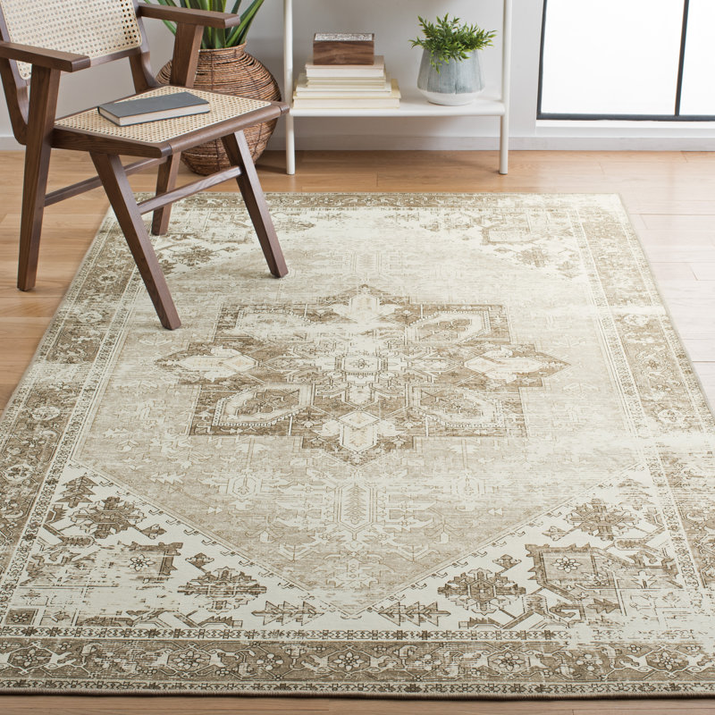 Tapis oriental sauge / ivoire Delvecchio, Rectangle 6 pi x 9 pi