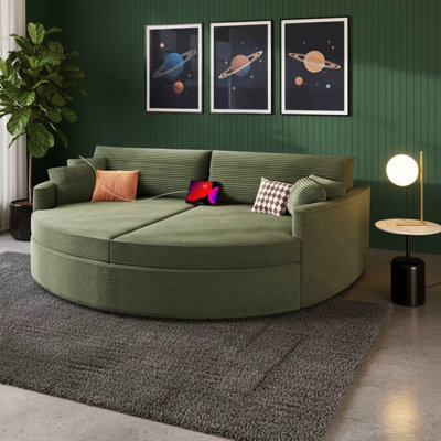 Oversized Double Chaise Lounge Sofa With Deep Seating And USB Ports, For Modern Living Rooms