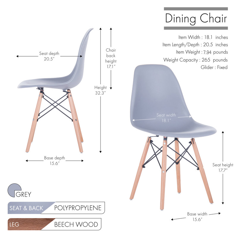 17.5'' H Side Chair, Gray