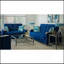 Causeuse rembourrée avec garniture en bois et garniture en bois, microfibre bleue-1456543152