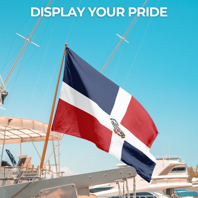 Drapeau extérieur de la République dominicaine (90 x 150 cm) - Polyester durable et résistant à la décoloration, double couture, œillets en laiton - Drapeau des Caraïbes imprimé en haute définition