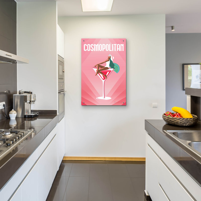 Art mural en verre «Cosmopolitan» par Omar Escalante, H 36 po x l 24 po x P 0,2 po