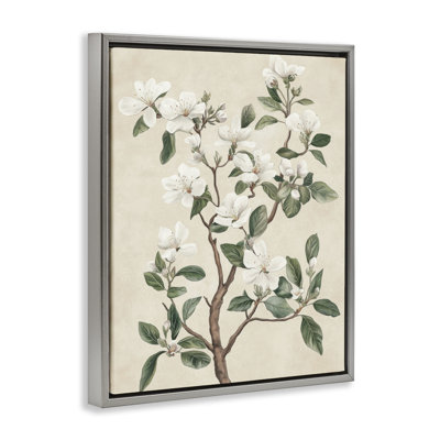 Cadre flottant blanc avec motif floral blanc, design Petal Prints Design