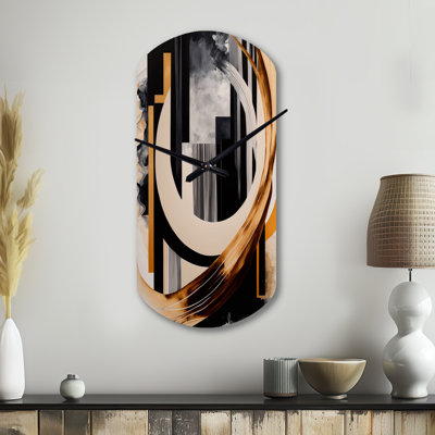 «Herrell Gold Touch Art Deco I», horloge murale asymétrique abstraite
