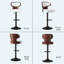 Ensemble de 2 tabourets de bar pivotants réglables de 24,5 à 33,5 po, structure en bois cintré avec similicuir et repose-pieds-1436287318