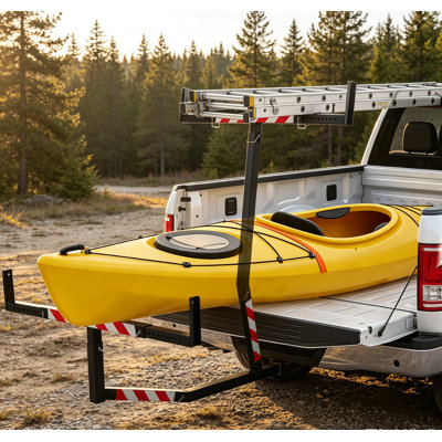 Heavy-Duty 2-in-1 Truck Cargo Support, 750 lbs. Adjustable Steel Bed Extender for Pickup Trucks & Long Pipes