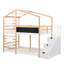 Multifonctionnel lit superposé simple au dessus d'un lit simple avec cadre en bois massif blanc doux avec jeux intégrés et échelle attachée