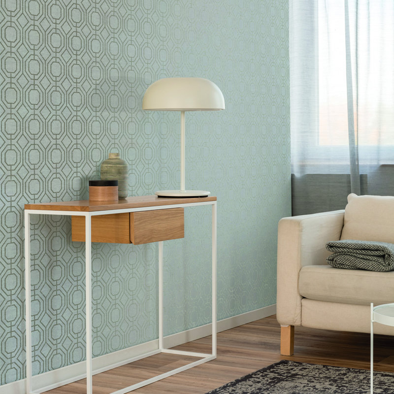 Superfresco Easy Luxe Duck Egg Geometric Wallpaper, Champagne