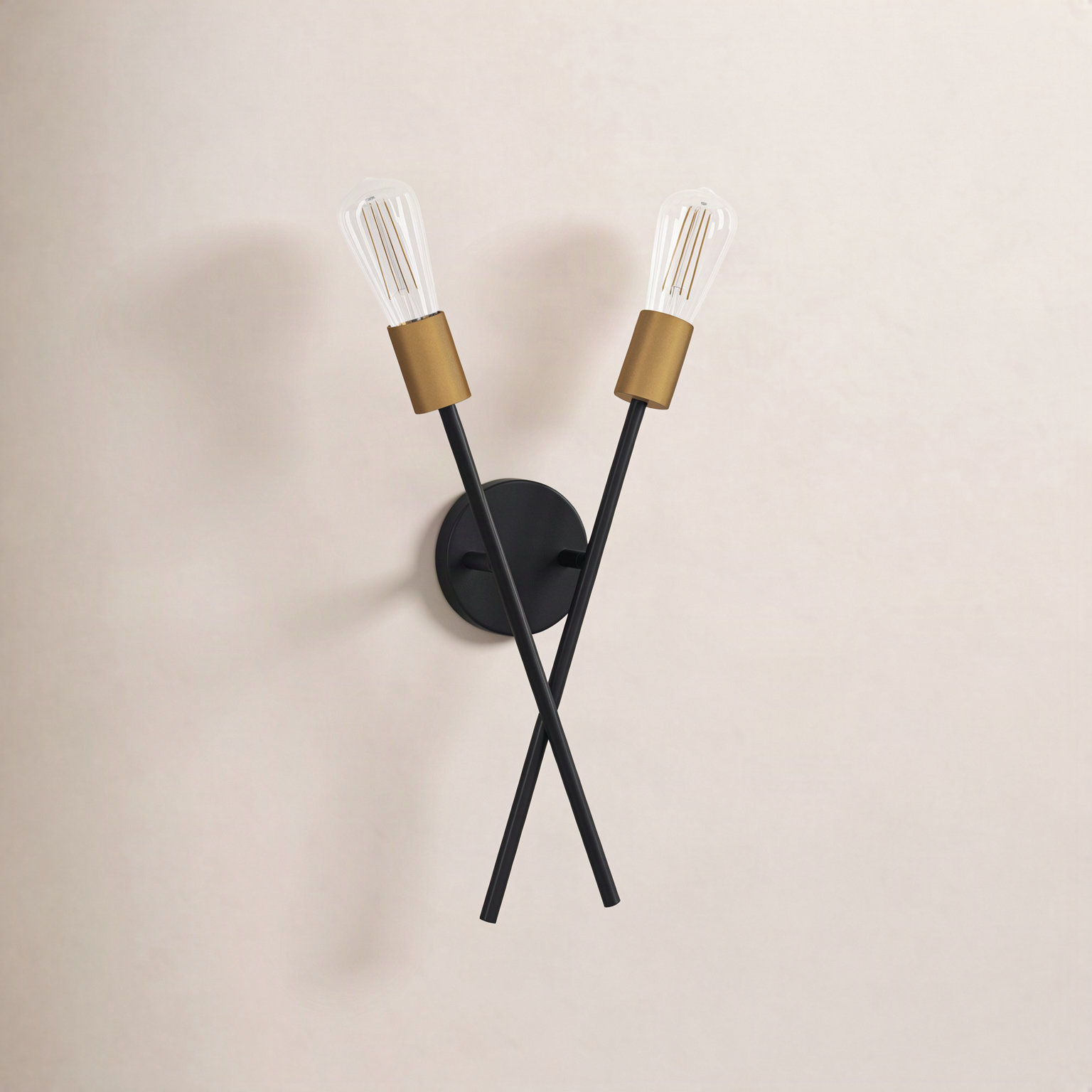 Wright 2 Light Dimmable Wall Sconces, Black/Brass